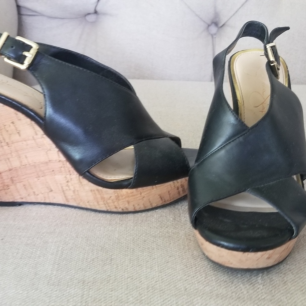 Jessica Simpson Black Cork Wedge
